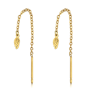 Boucles d'oreilles en acier Inox ailes Dor&eacute;
