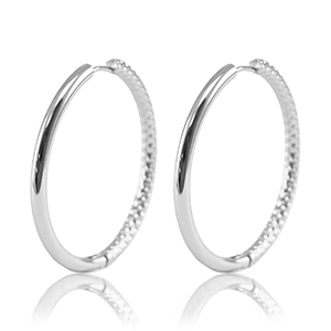 Boucles d'oreilles en acier Inox cr&eacute;oles r&eacute;versible 36mm Argent&eacute;