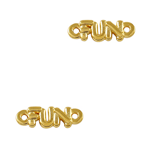 Breloques en m&eacute;tal DQ connecteur "FUN" Dor&eacute; (sans nickel)