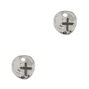 Breloques en m&eacute;tal DQ irr&eacute;gulier croix Argent&eacute; antique (sans nickel)