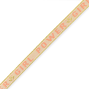 Ruban texte "girl power" Rose p&acirc;le-rose blush