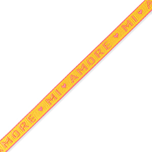 Ruban texte "mi amore" Jaune-rose corail