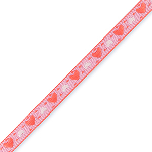 Ruban texte coeurs Violet paisley-rouge amarena