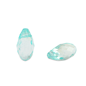Perles acryliques goutte Bleu oc&eacute;an transparent