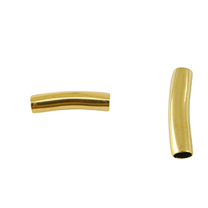 Perles en acier Inox tubes 25mm Dor&eacute;