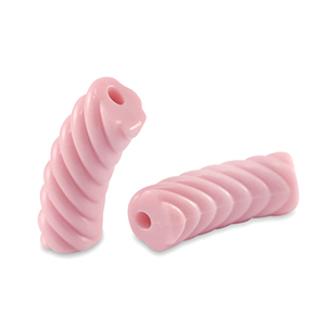 Perles tubes acryliques torsad&eacute; Rose clair