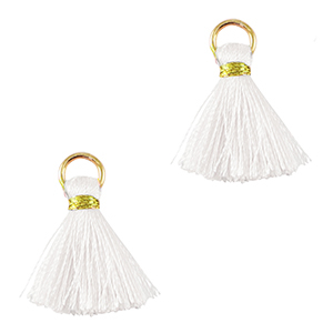 Pompons 2cm Dor&eacute;-blanc