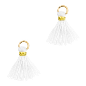 Pompons 1.2cm Dor&eacute;-blanc
