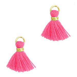 Pompons 1.2cm Dor&eacute;-rose fuchsia n&eacute;on