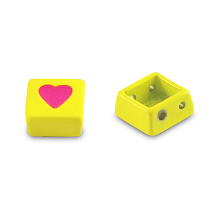 Perles tile carr&eacute; Jaune-rose magenta
