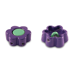 Perles tile fleur Violet-turquoise