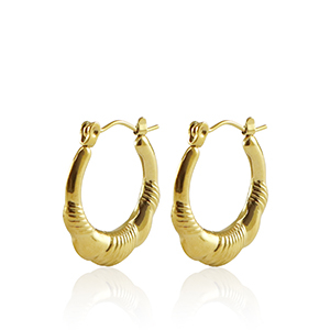 Boucles d'oreilles en acier Inox cr&eacute;oles 20mm Dor&eacute;