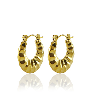 Boucles d'oreilles en acier Inox cr&eacute;oles 20mm Dor&eacute;
