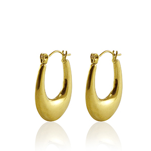 Boucles d'oreilles en acier Inox cr&eacute;oles ovale Dor&eacute;