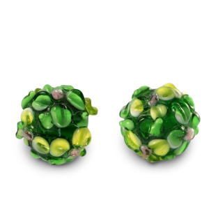 Perles en verre peintes &agrave; la main fleur Vert-jaune