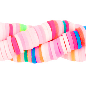 Perles Katsuki 4mm Rose arc-en-ciel m&eacute;lange