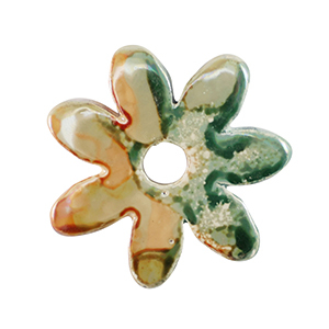 Perles en c&eacute;ramique DQ grecque fleur Vert clair-orange