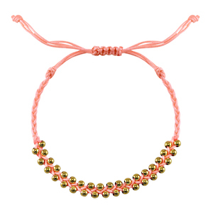 Bracelets tendance perles en acier inoxydable Rose p&ecirc;che-dor&eacute;