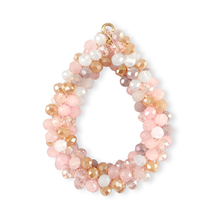 Boucles pendentifs facett&eacute;es goutte Multicolore beige-rose