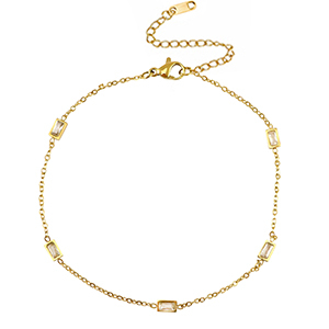 Chaines de cheville en acier Inox cristal Dor&eacute;