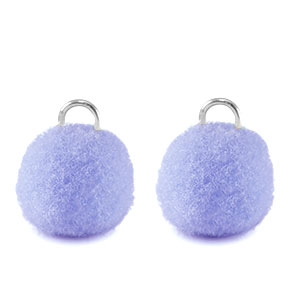 Pendentifs pompon avec anneau 10mm Argent&eacute;-violet pervenche