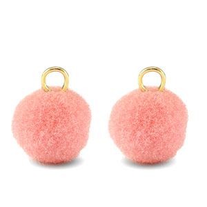 Pendentifs pompon avec anneau 10mm Dor&eacute;-rose