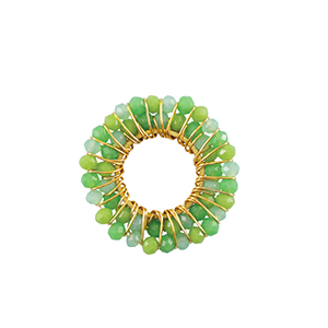 Breloques en acier Inox perles &agrave; facettes 26mm Vert-dor&eacute;
