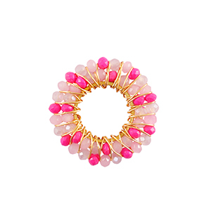 Breloques en acier Inox perles &agrave; facettes 24mm Rose-dor&eacute;