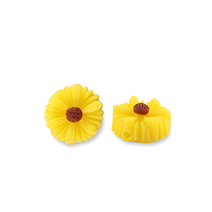 Perles en r&eacute;sine fleur 8mm Jaune