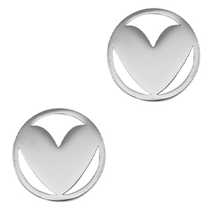 Breloques en acier Inox connecteur coeur Argent&eacute;