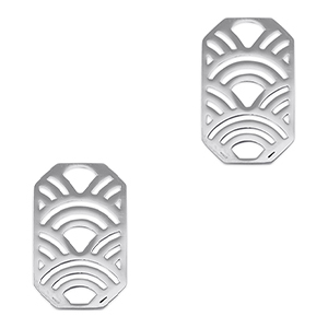 Breloques en acier Inox connecteur octogone arcs Argent&eacute;