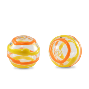 Perles en verre peintes &agrave; la main 14mm Transparent-jaune orange