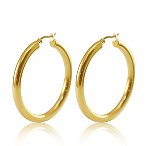 Boucles d'oreilles en acier Inox cr&eacute;oles 50mm Dor&eacute;