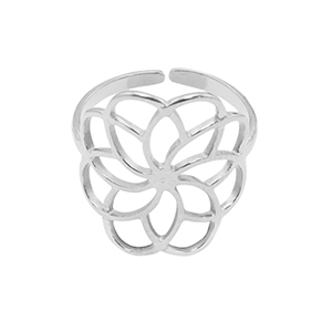 Bagues en acier Inox fleur Argent&eacute;
