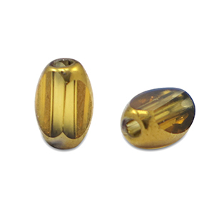 Perles en verre ovale &agrave; facettes Jaune ocre transparent-dor&eacute;