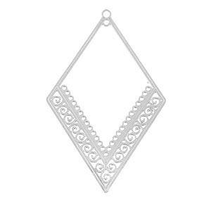 Breloques en acier Inox boh&egrave;mes losange Argent&eacute;
