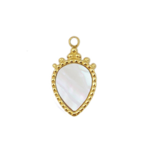 Breloques en acier Inox coquille goutte Dor&eacute;-blanc (couleur naturelle)
