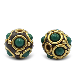 Perles boh&egrave;mes Vert-dor&eacute; antique