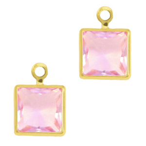 Pendentifs en verre Crystal Glass carr&eacute; Rose-dor&eacute;