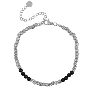 Bracelets en acier Inox Argent&eacute;-noir