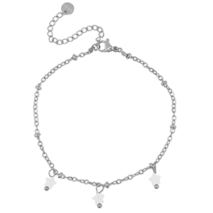 Bracelets en acier Inox &eacute;toile Argent&eacute;-Blanc