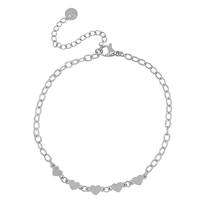 Bracelets en acier Inox coeurs Argent&eacute;