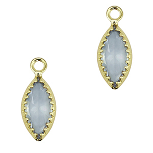 Pendentifs en verre Crystal Glass ovale Bleu gris-dor&eacute;