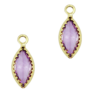 Pendentifs en verre Crystal Glass ovale Violet-dor&eacute;