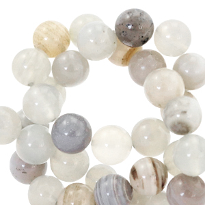 Pierres naturelles Calc&eacute;doine et agate 6mm Gris-beige multicolore opal