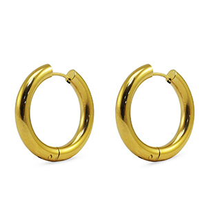 Boucles d'oreilles en acier Inox cr&eacute;oles Dor&eacute;