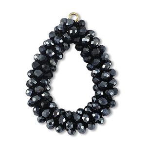 Boucles pendentifs facett&eacute;es goutte bleu nuit