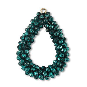 Boucles pendentifs facett&eacute;es goutte Vert p&eacute;trole