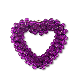 Boucles pendentifs facett&eacute;es coeur Violet tillandsia