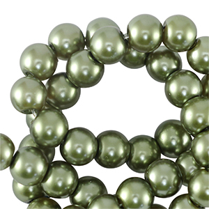 Perles en verre cir&eacute;es 8mm Vert lime fonc&eacute;